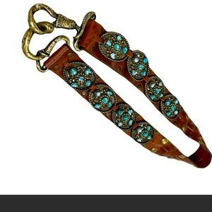 Leather Concho Belt with Turquoise like Stones